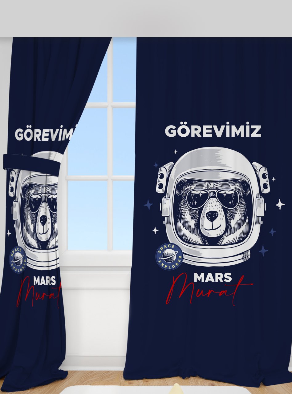 Kişiye Özel Baskılı Fon Perde Mars