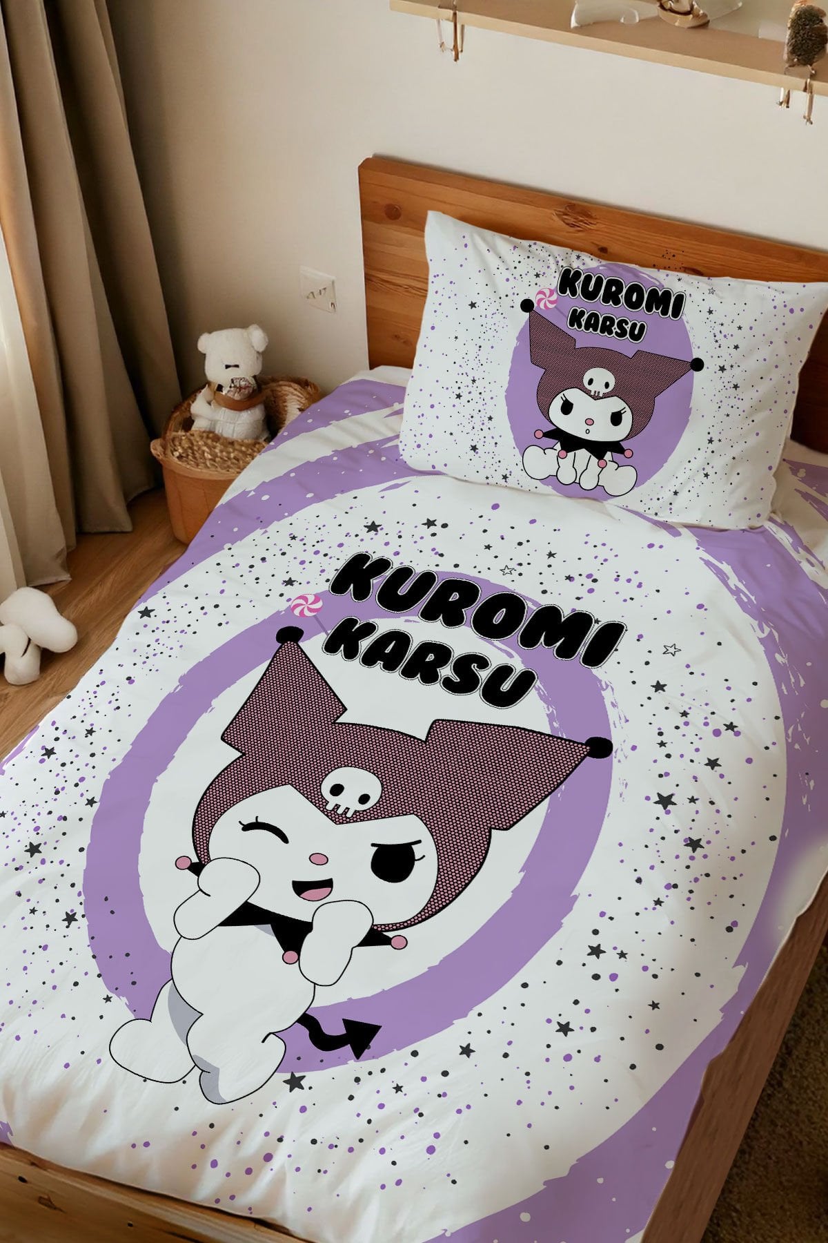 Kişiye Özel Tek Kişilik Nevresim Kuromi Ürün ana görseli