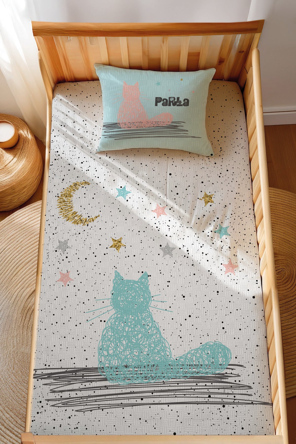 Montessori Pike Seti Jakarlı %100 Pamuk Yıldızlı Kedi