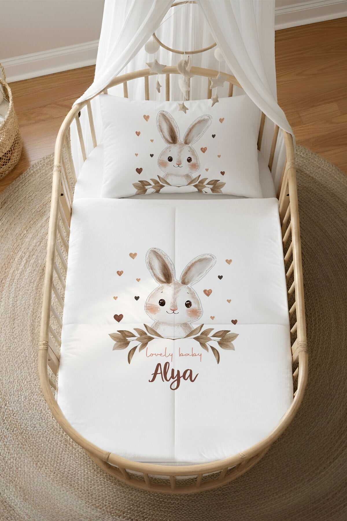 İsme Özel 4 Mevsim Anne Yanı Uyku Seti (60x100) %100 Pamuk