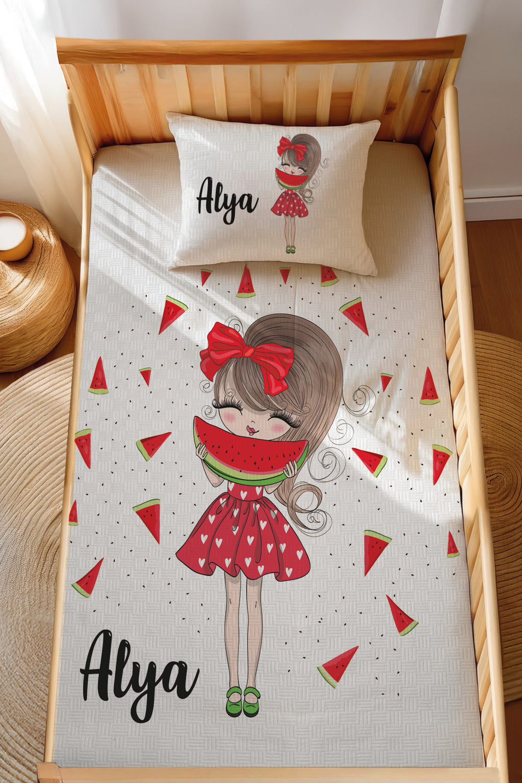 Montessori Pike Seti Jakarlı %100 Pamuk Karpuzlu Kız
