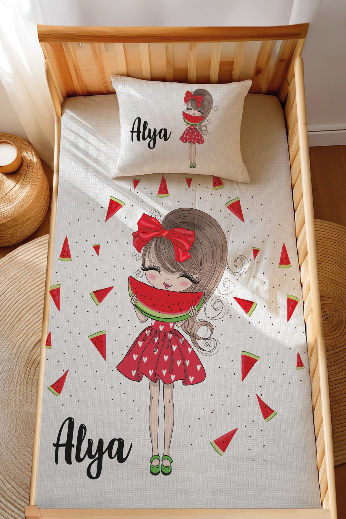 Montessori Pike Seti Jakarlı %100 Pamuk Karpuzlu Kız