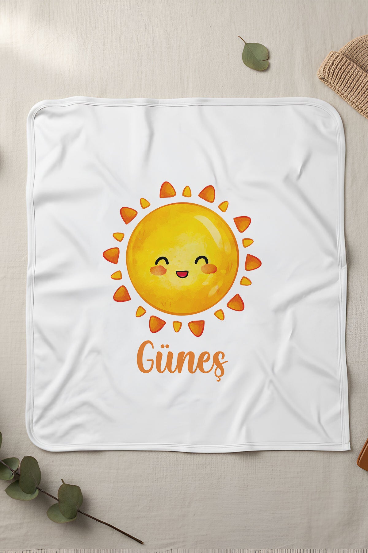 İsme Özel Penye Bebek Battaniyesi Güneş