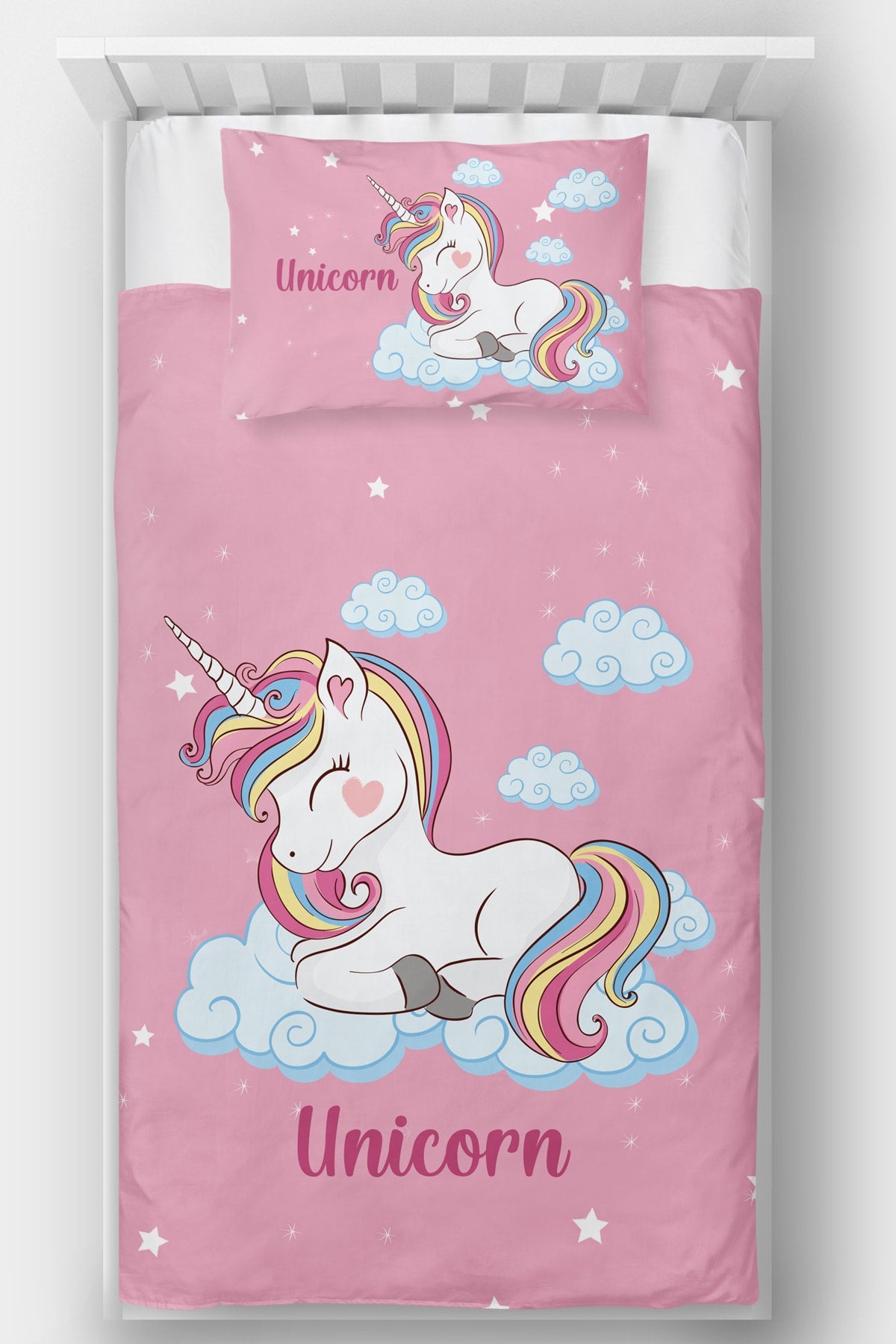 Tek Kişilik Yatak Örtüsü Sevimli Unicorn