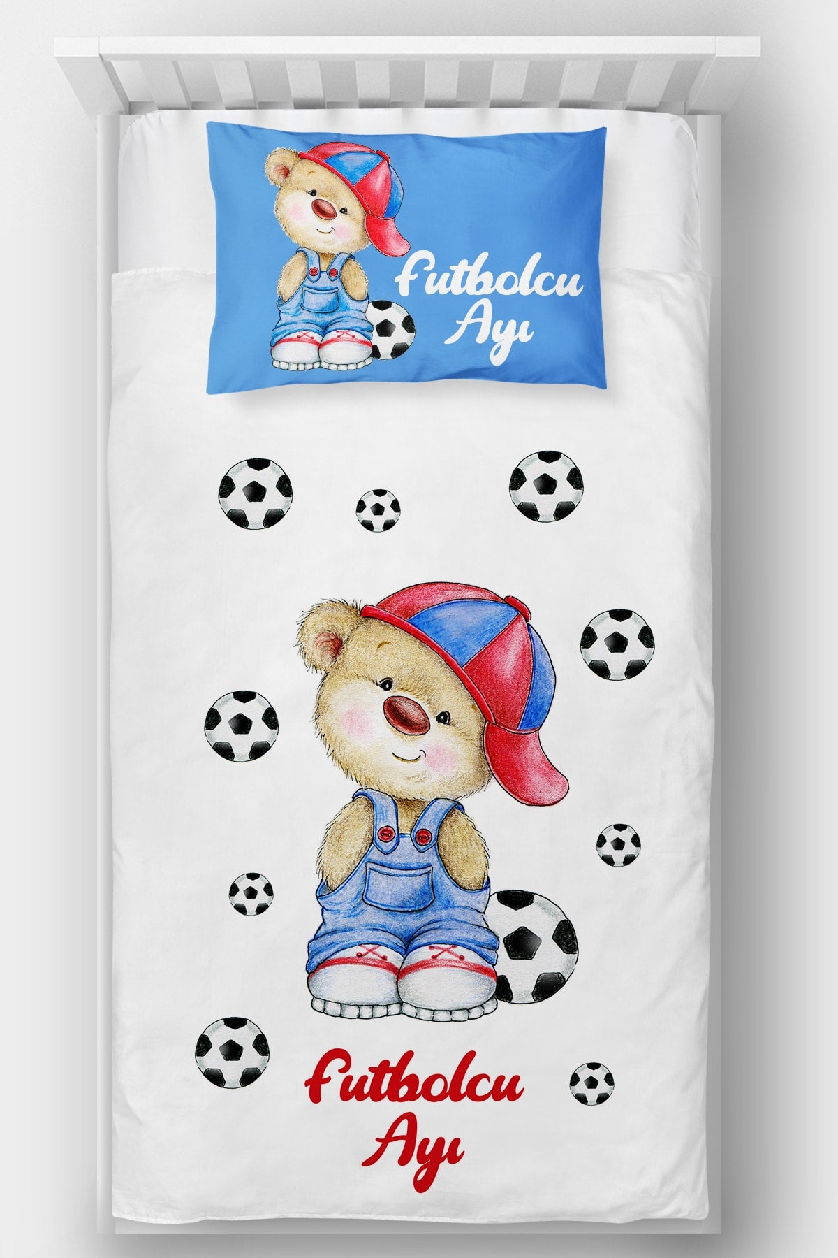 Futbol Ayı Tek Kişilik Yatak Örtüsü