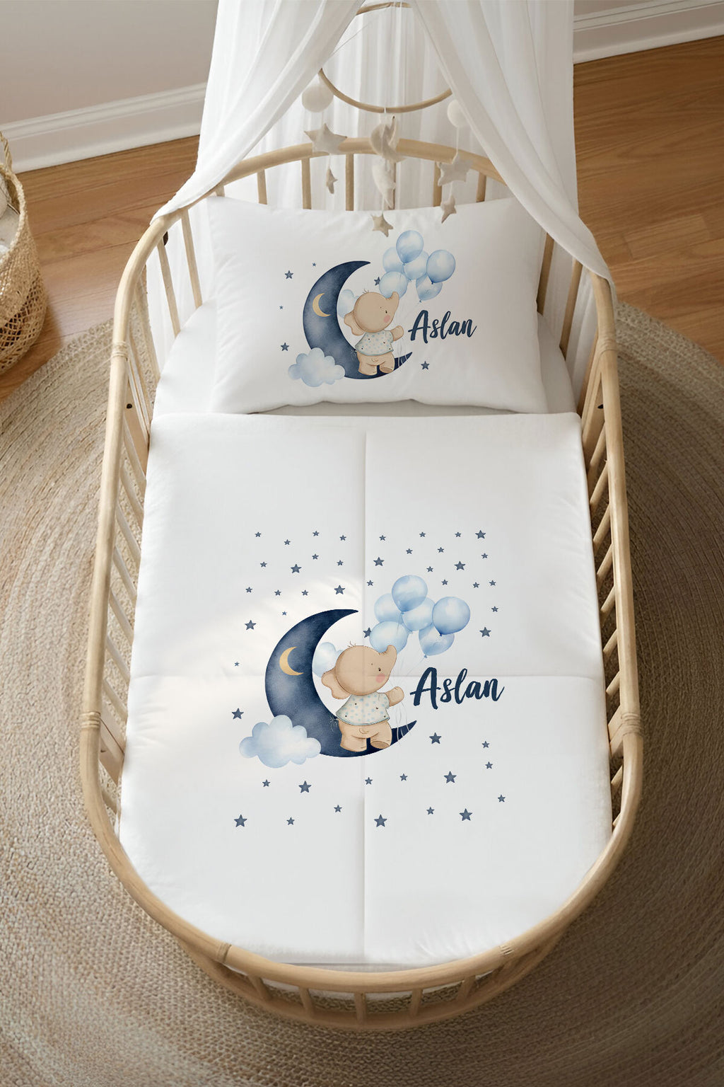 İsme Özel 4 Mevsim Anne Yanı Uyku Seti (60x100) %100 Pamuk