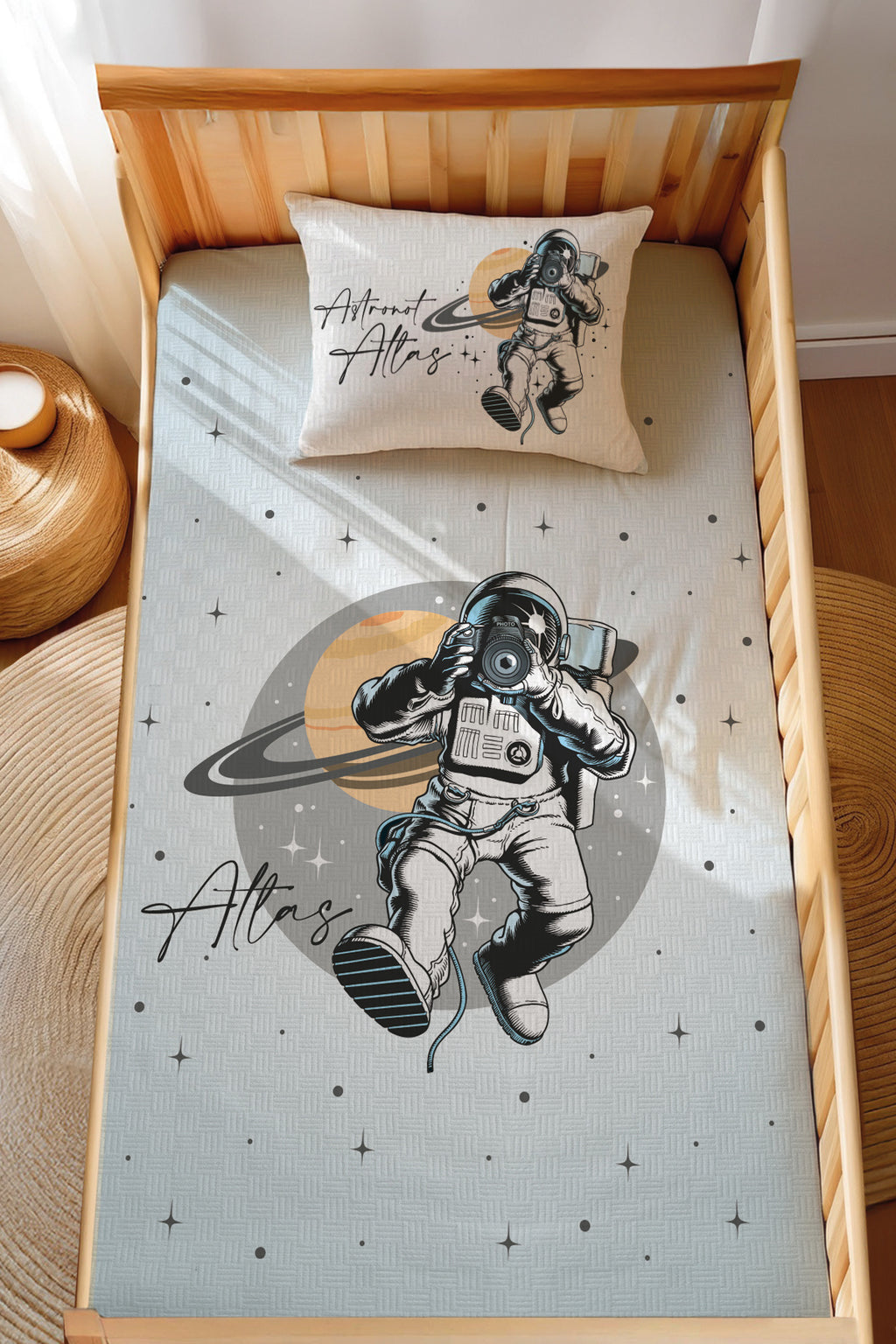 Montessori Pike Seti Jakarlı %100 Pamuk Astronot