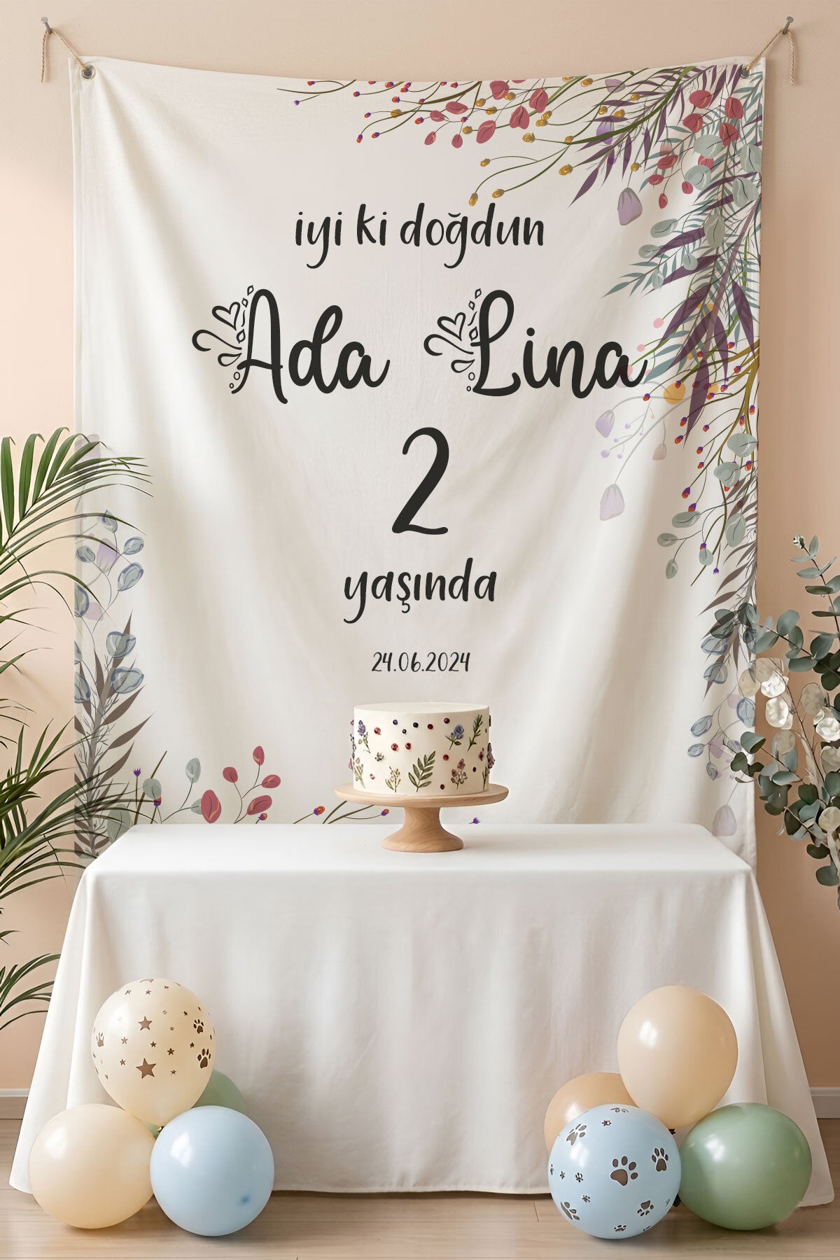 Kişiye Özel Doğum Günü Happy Birthday Duvar Örtüsü Duvar Halısı Birinci Kalite Kumaş