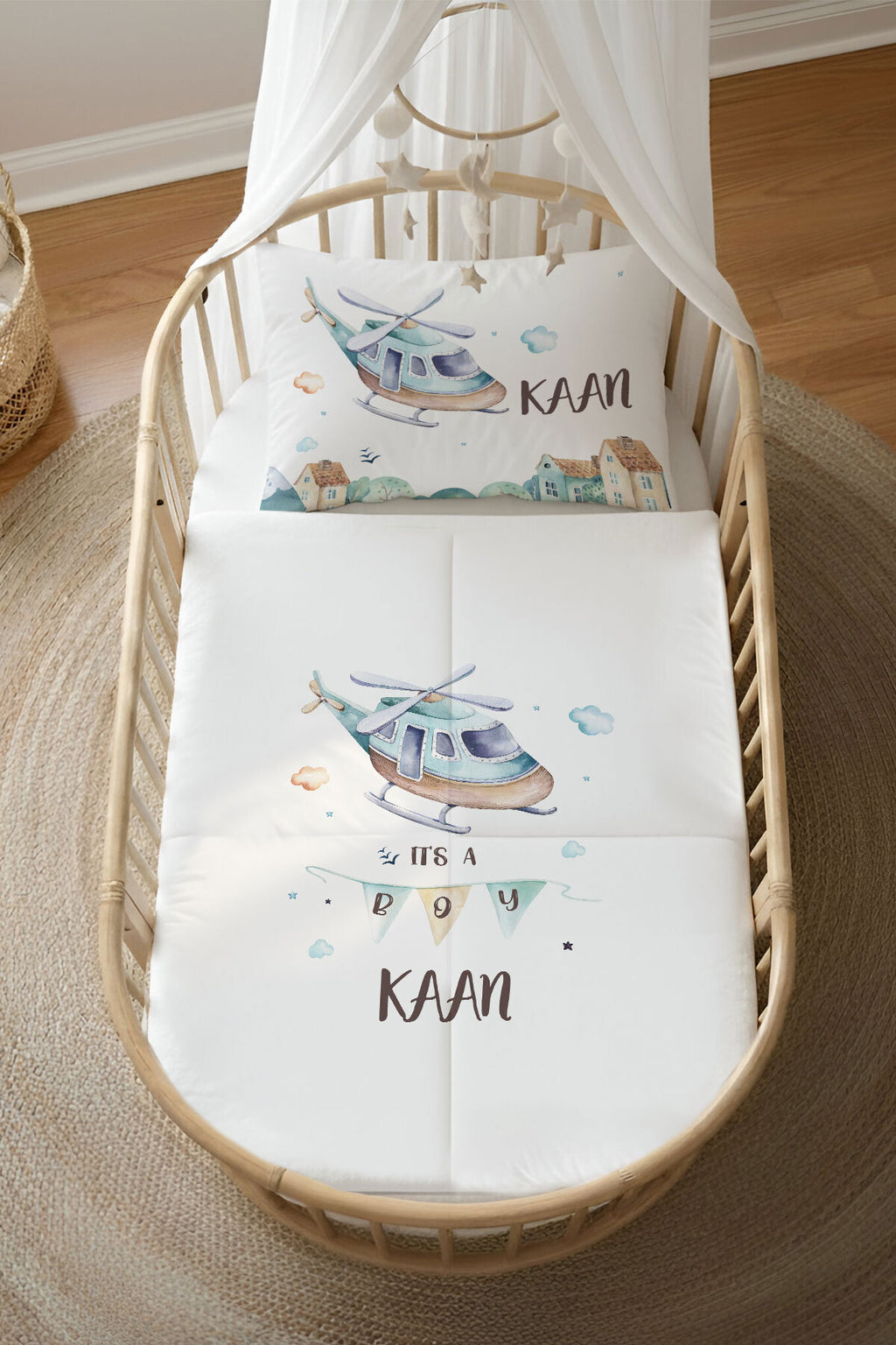 İsme Özel 4 Mevsim Anne Yanı Uyku Seti (60x100) %100 Pamuk