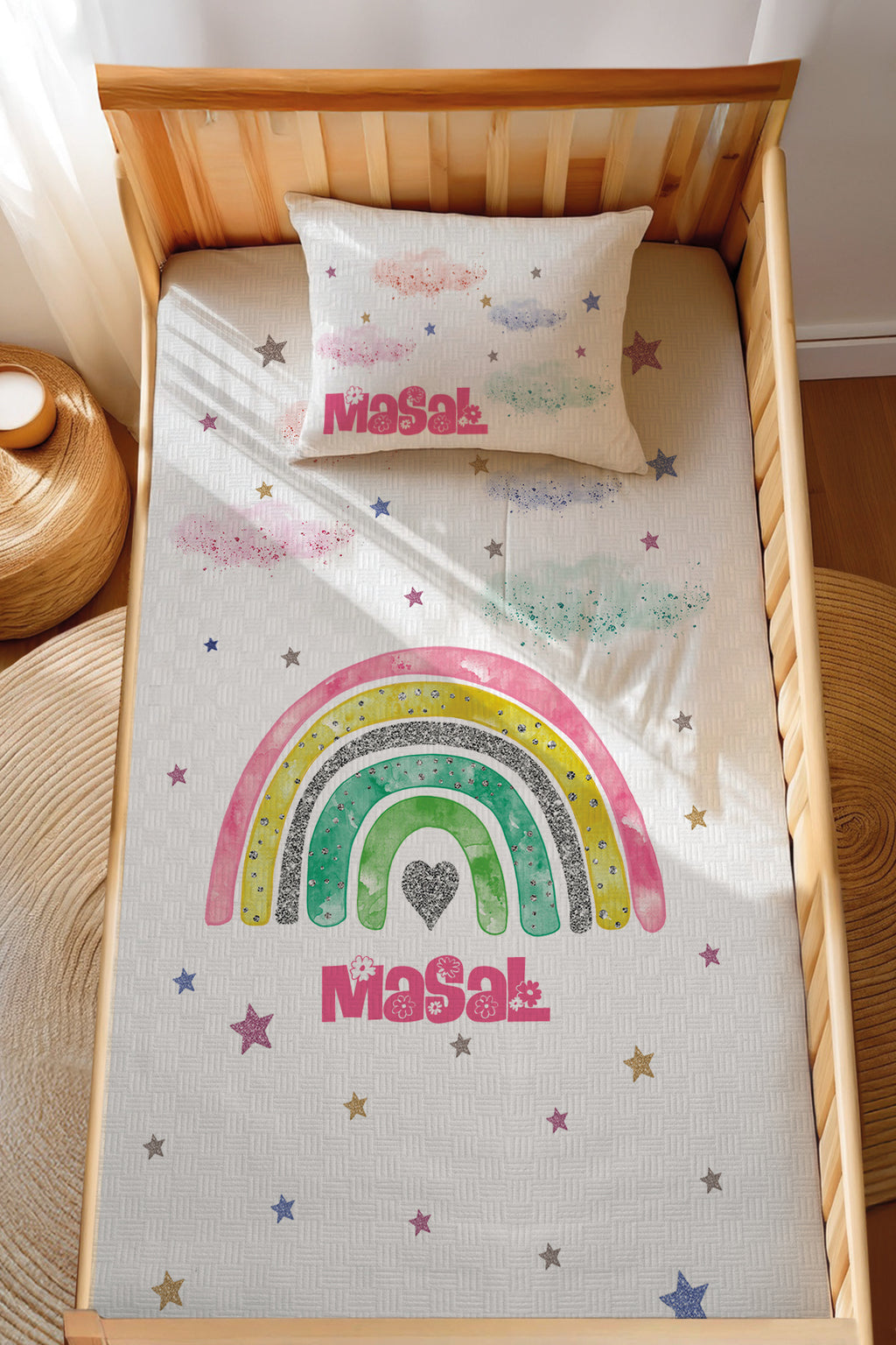 Montessori Pike Seti Jakarlı %100 Pamuk Gökkuşağı