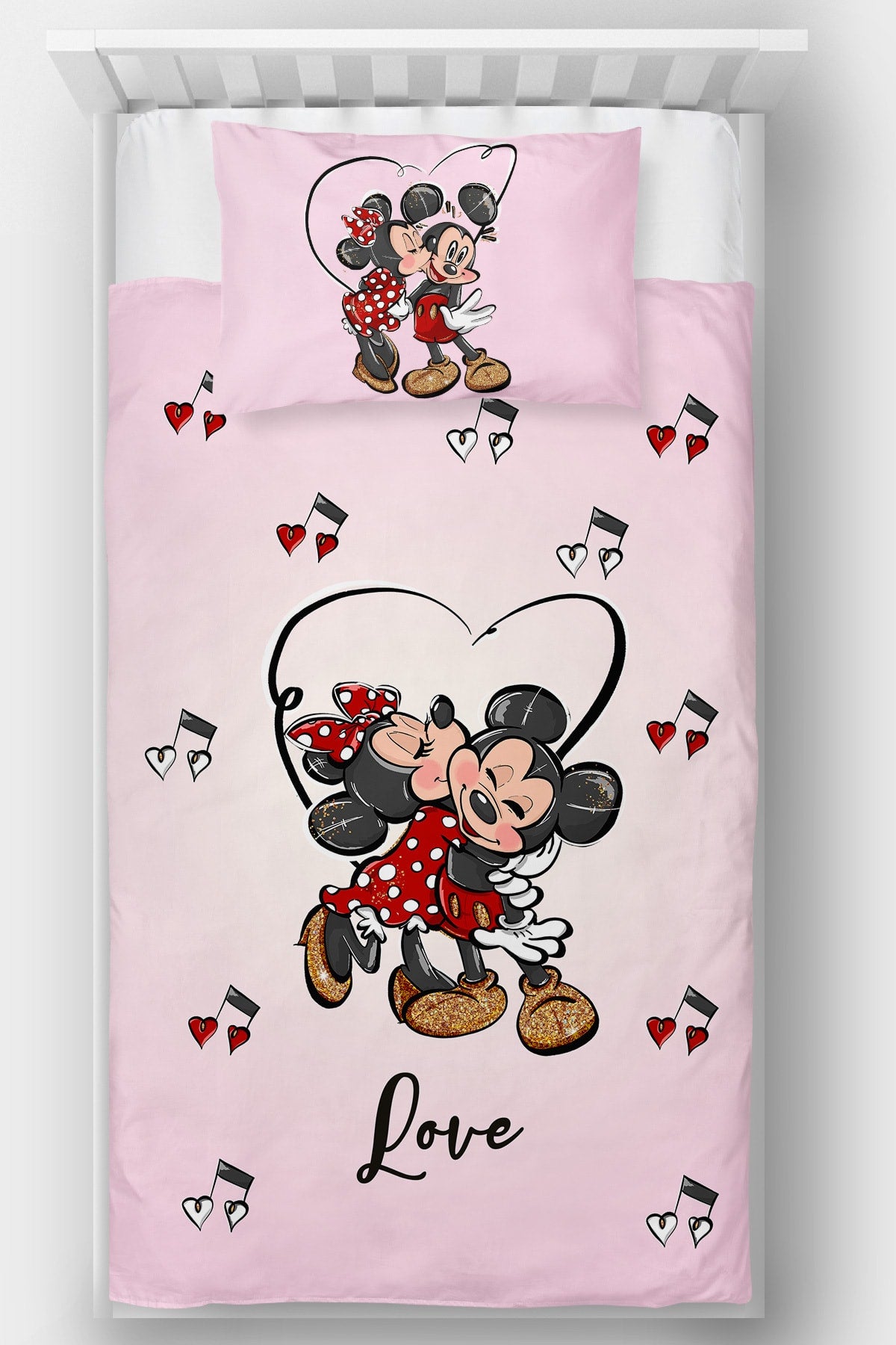 Tek Kişilik Yatak Örtüsü Minnie Mickey Mouse