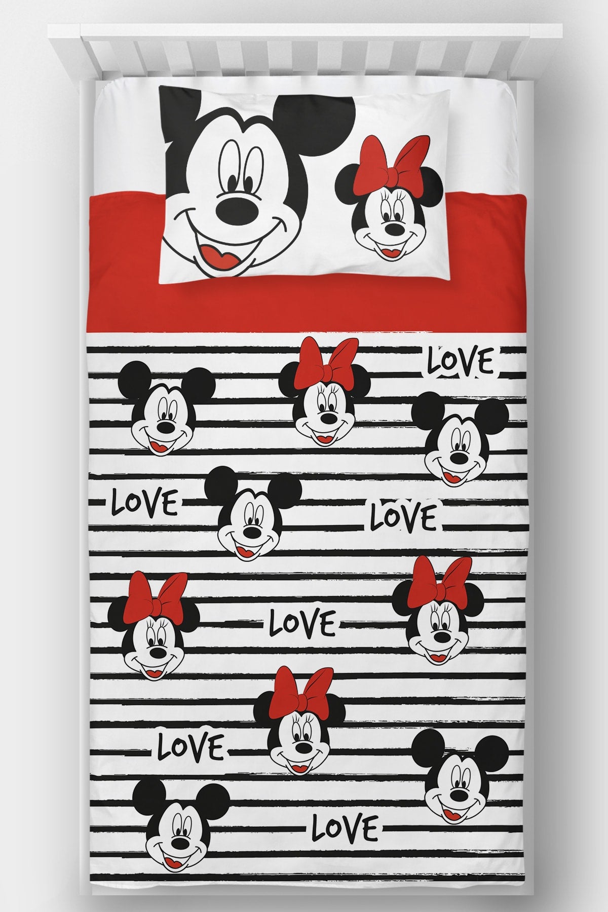 Tek Kişilik Yatak Örtüsü Minnie Mickey Mouse Ürün ana görseli