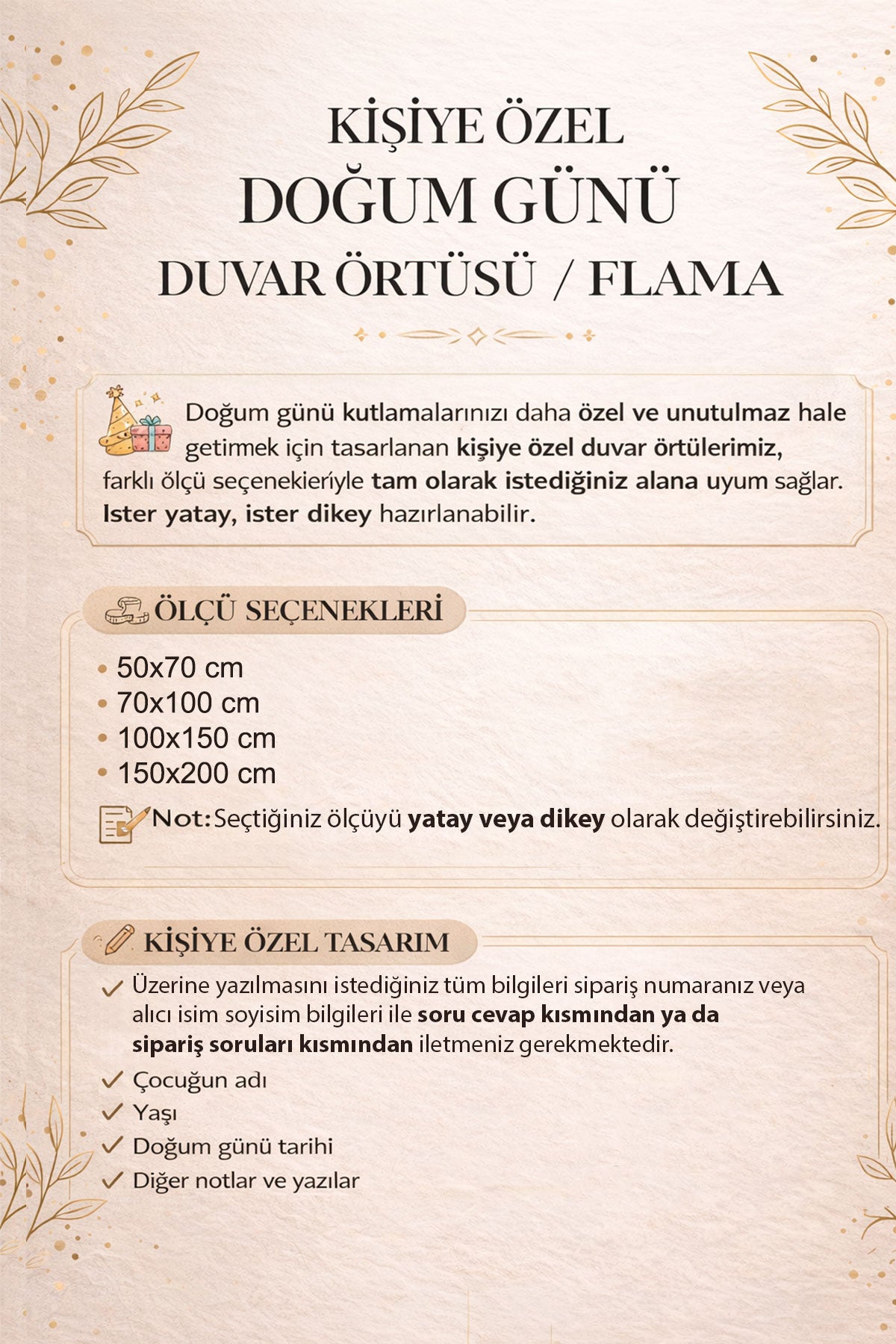 Kişiye Özel Doğum Günü Happy Birthday Duvar Örtüsü Duvar Halısı Birinci Kalite Kumaş Ürün ikincil görseli