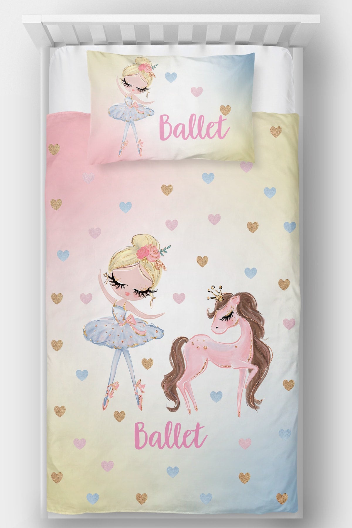 Tek Kişilik Yatak Örtüsü Unicorn Ve Balerin