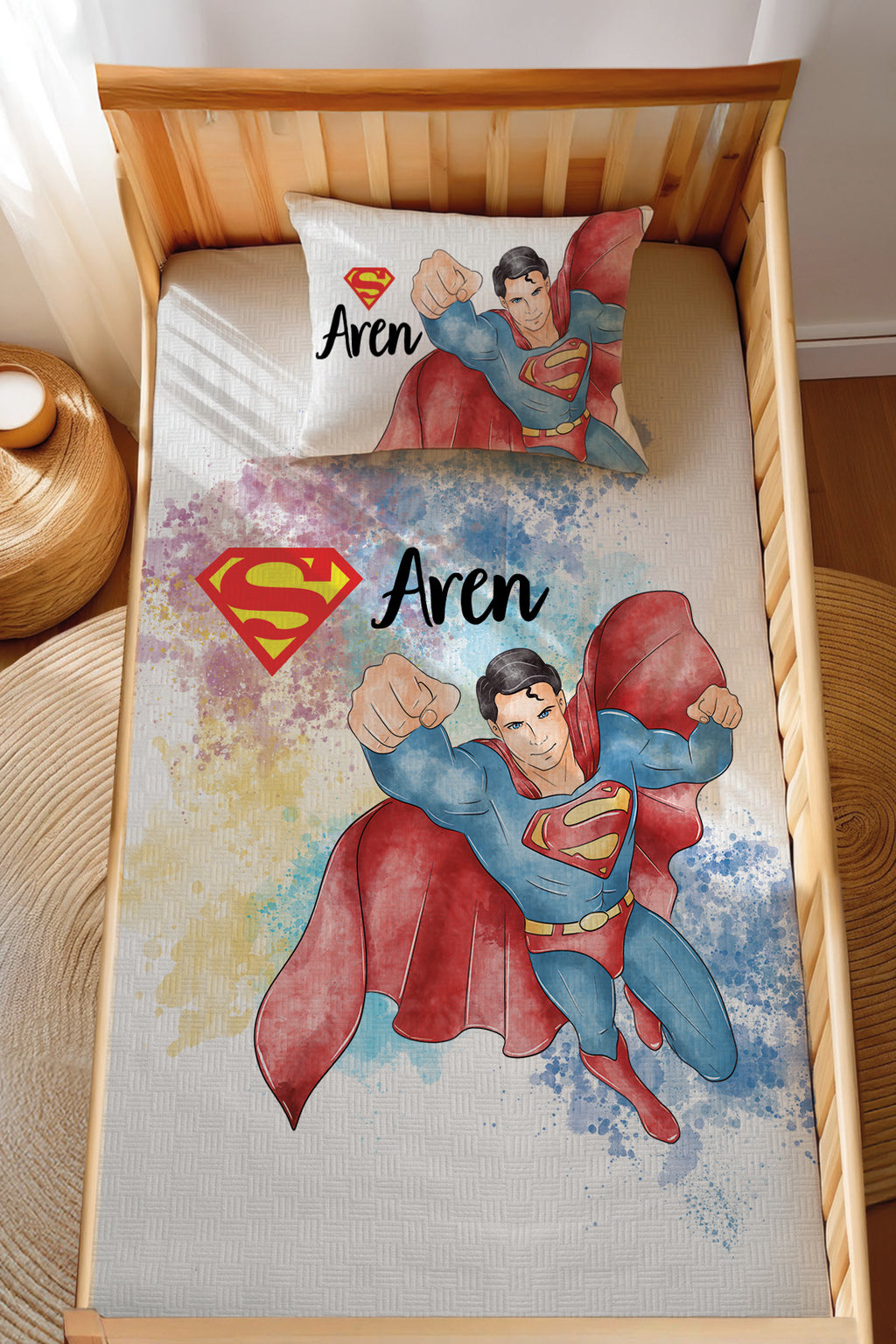 Montessori Pike Seti Jakarlı %100 Pamuk Super Man