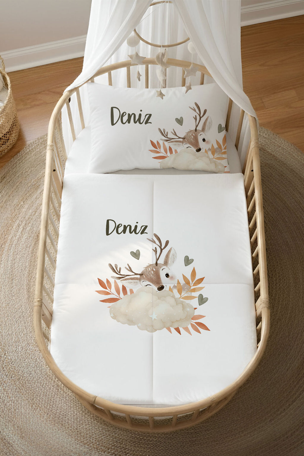 İsme Özel 4 Mevsim Anne Yanı Uyku Seti (60x100) %100 Pamuk