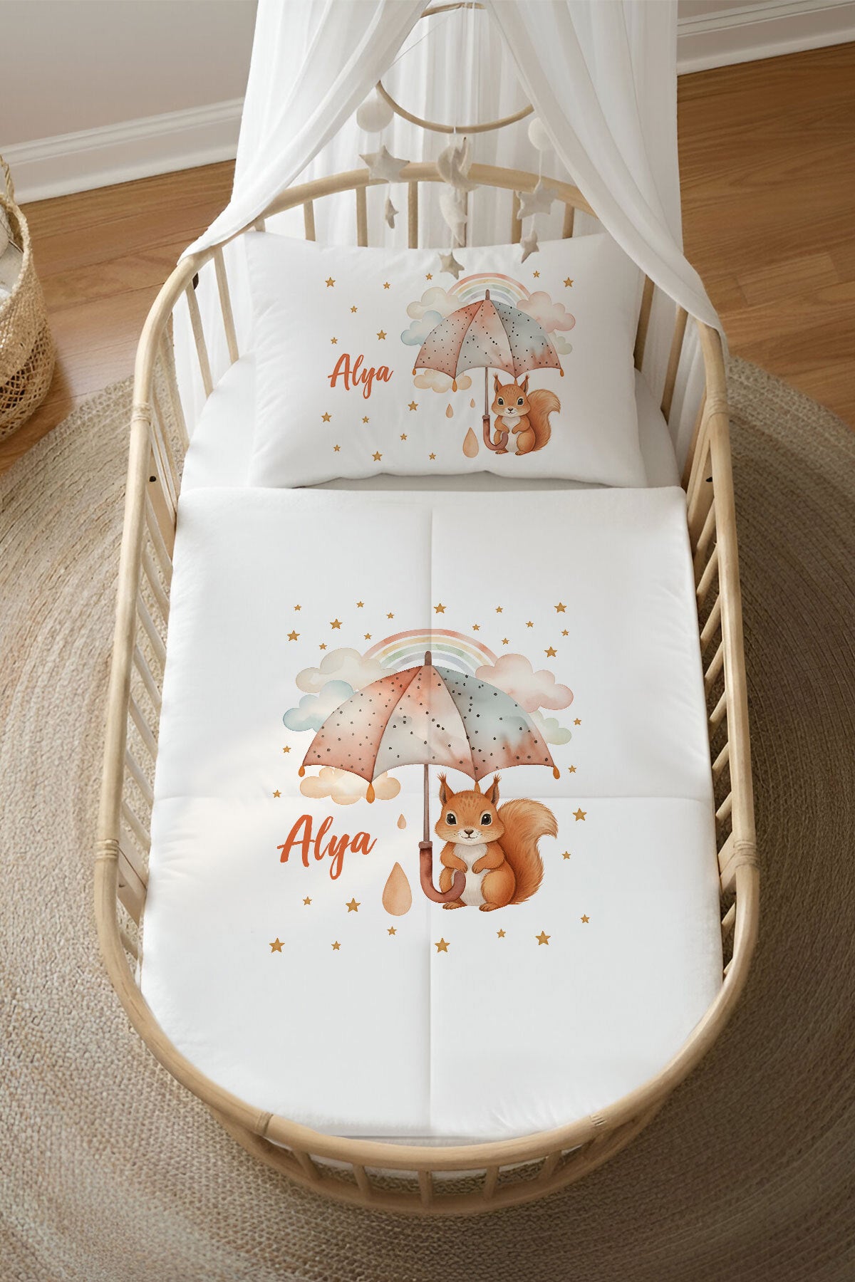 İsme Özel 4 Mevsim Anne Yanı Uyku Seti (60x100) %100 Pamuk