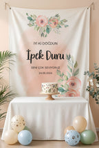 Kişiye Özel Doğum Günü Happy Birthday Duvar Örtüsü Duvar Halısı Birinci Kalite Kumaş