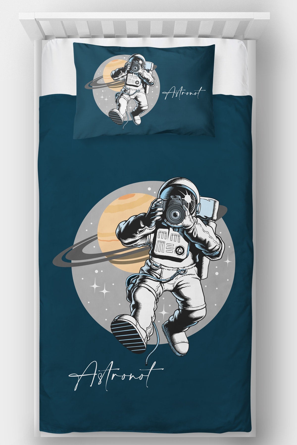 Astronot Tek Kişilik Yatak Örtüsü Ürün ana görseli