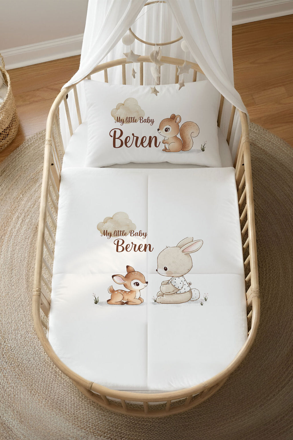 İsme Özel 4 Mevsim Anne Yanı Uyku Seti (60x100) %100 Pamuk