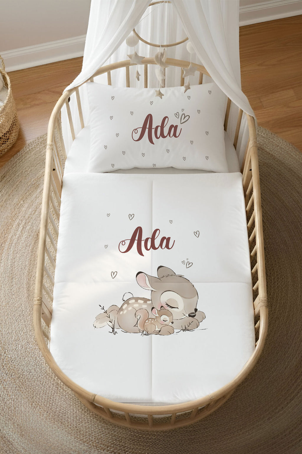 İsme Özel 4 Mevsim Anne Yanı Uyku Seti (60x100) %100 Pamuk