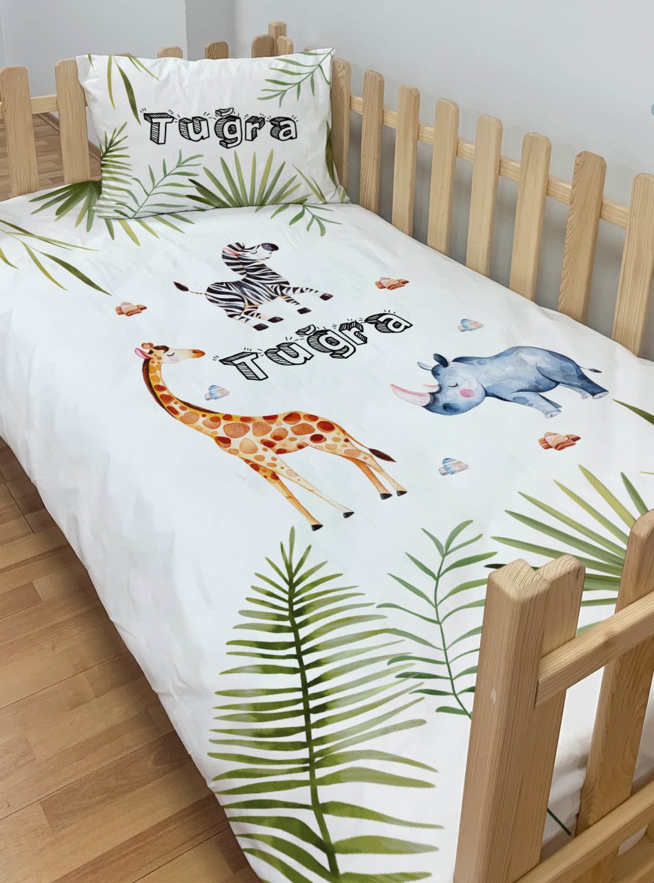 Kişiye Özel Montessori %100 Pamuk Nevresim Seti Hayvanlar Ürün ana görseli