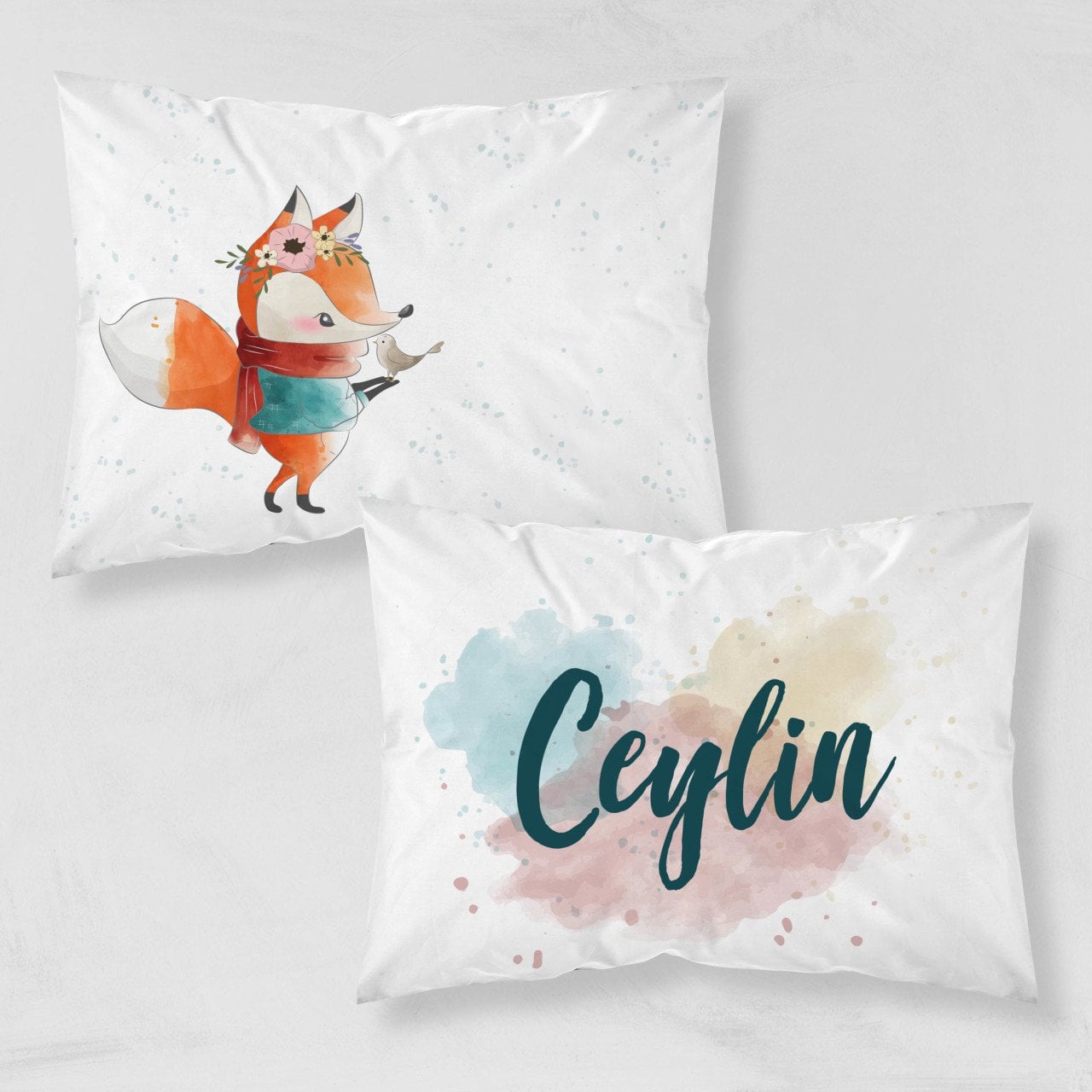 Kişiye Özel Çocuk Yastık Kılıfı Tilki 37402byk