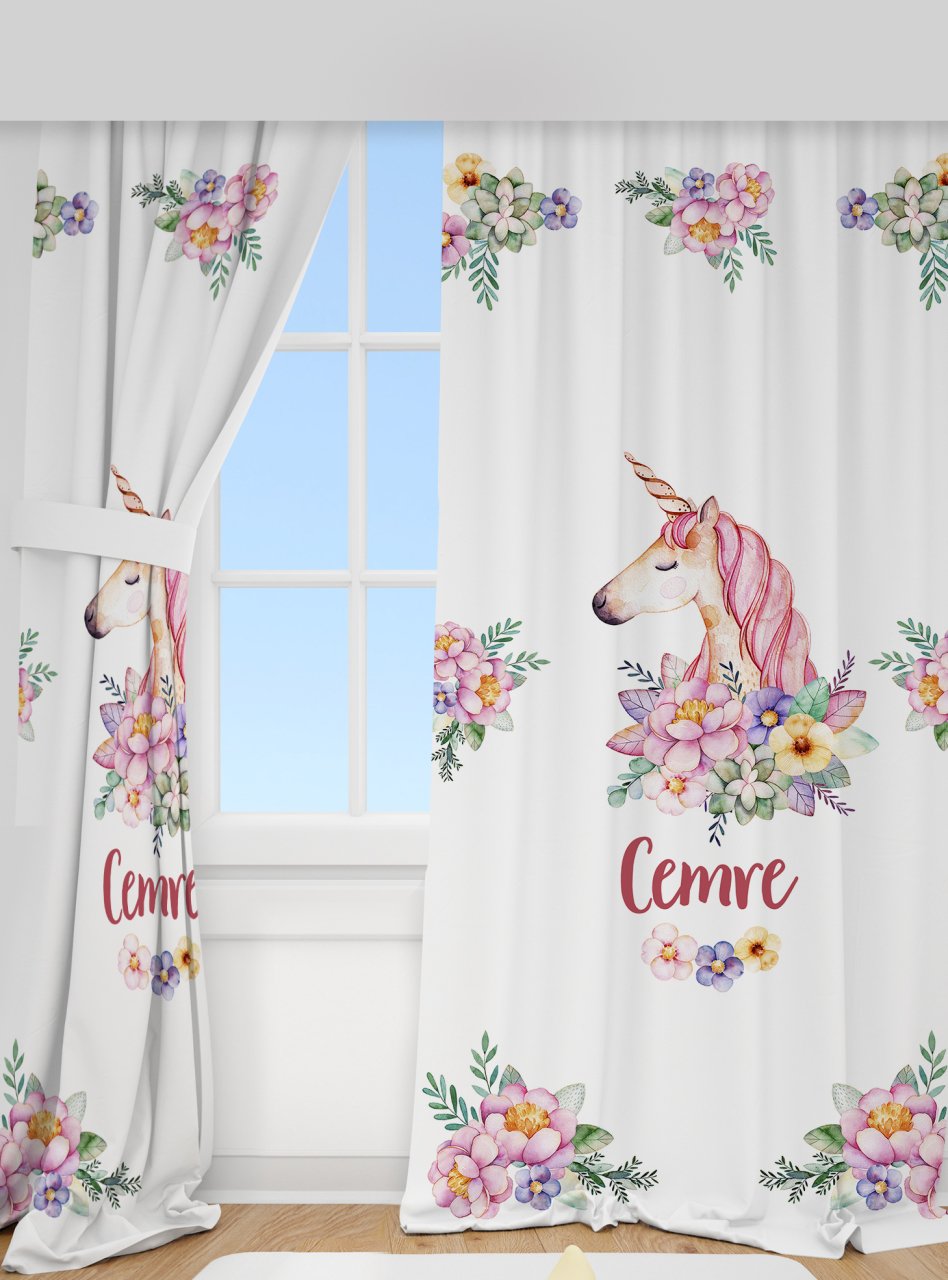 Kişiye Özel Fon Perde Unicorn Ürün ana görseli
