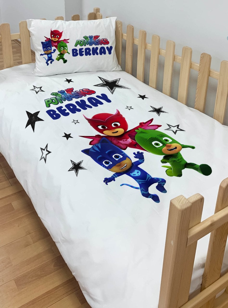 Kişiye Özel Montessori %100 Pamuk Nevresim Seti Pj Maskeliler Ürün ana görseli