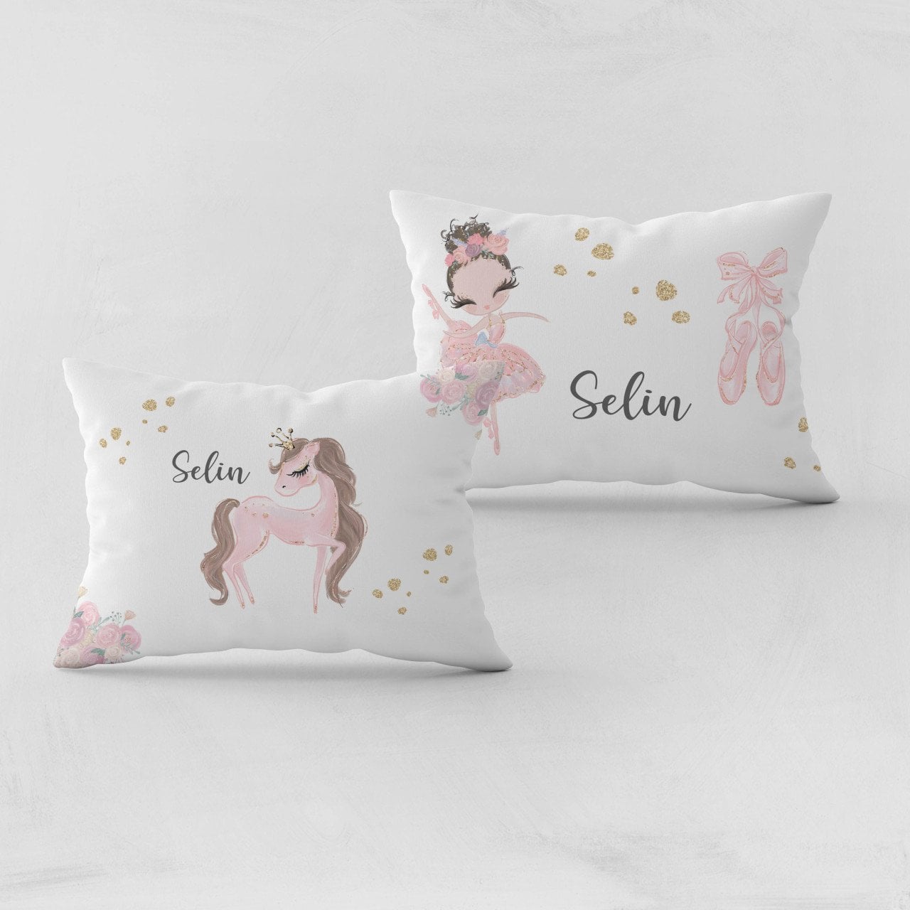 Kişiye Özel Bebek Yastık Kılıfı Unicorn ve Balerin 37402byk