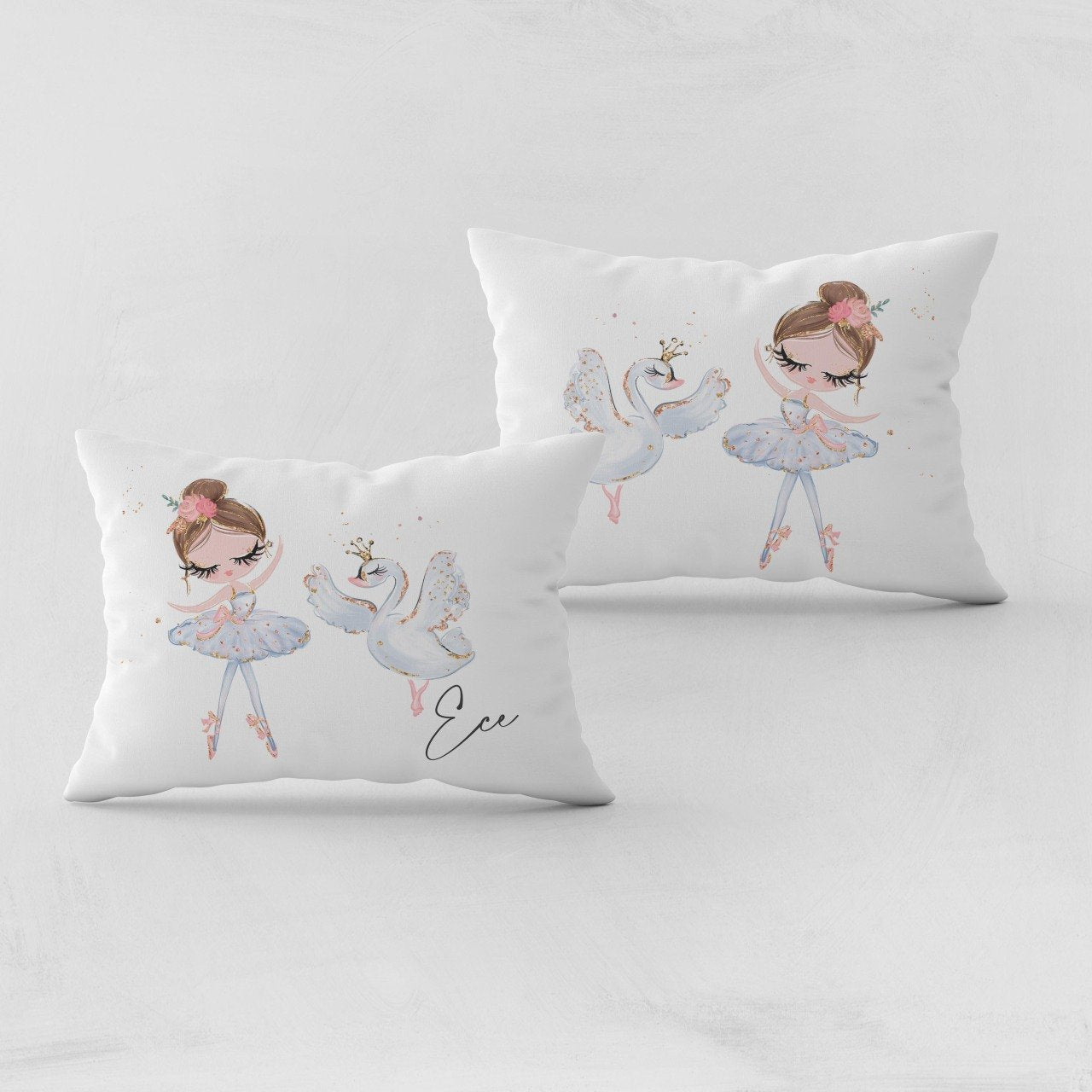 Kişiye Özel Bebek Yastık Kılıfı Kuğulu Balerin 37402byk