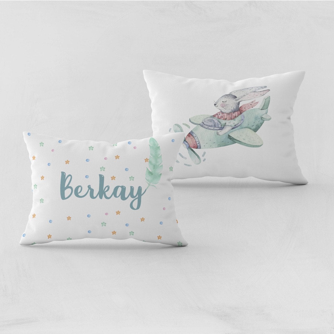Kişiye Özel Bebek Yastık Kılıfı Pilot Tavşan 37402byk
