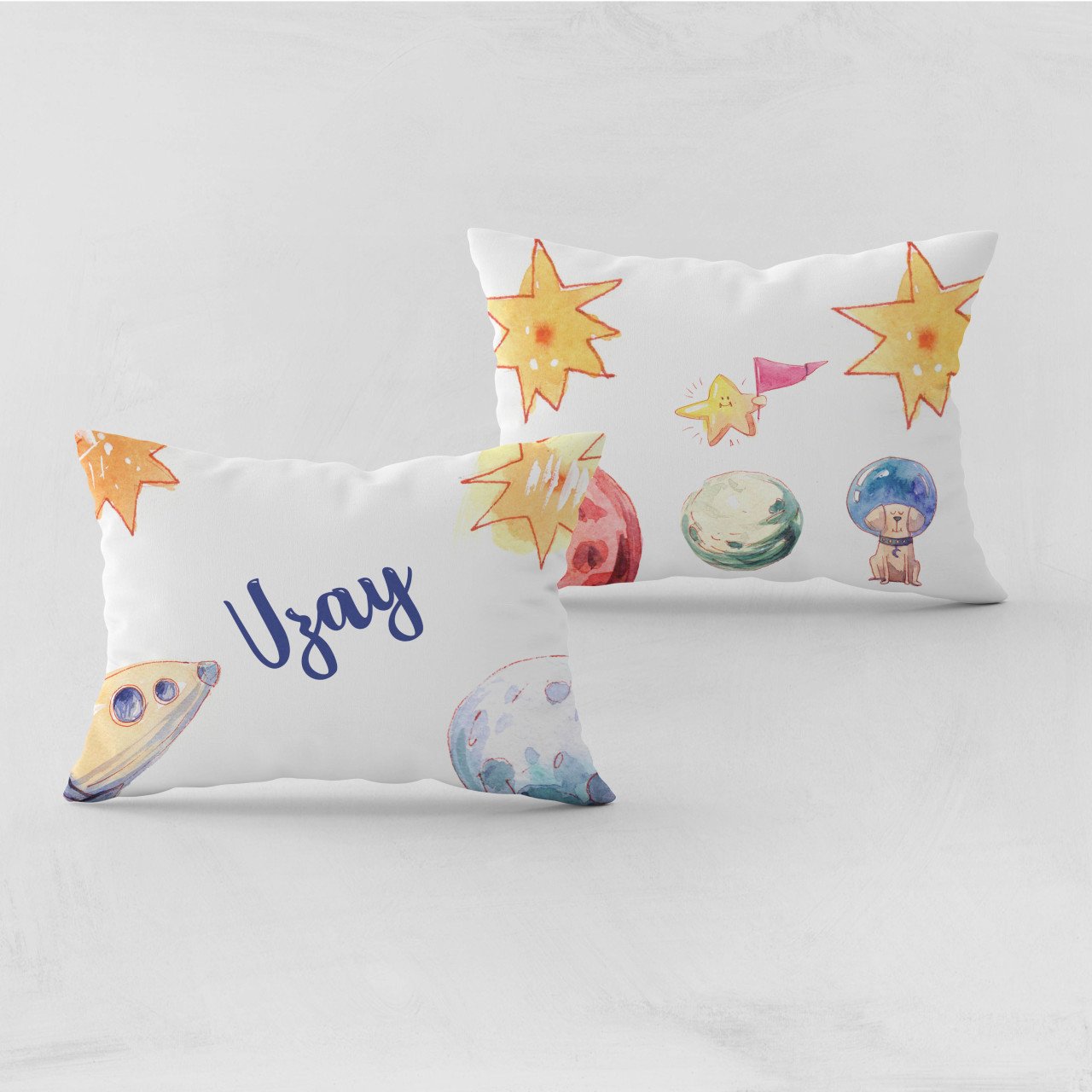Kişiye Özel Bebek Yastık Kılıfı Uzay 37402byk Ürün ana görseli