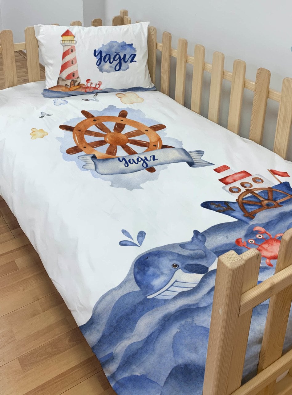 Kişiye Özel Montessori %100 Pamuk Nevresim Seti Kaptan Ürün ana görseli