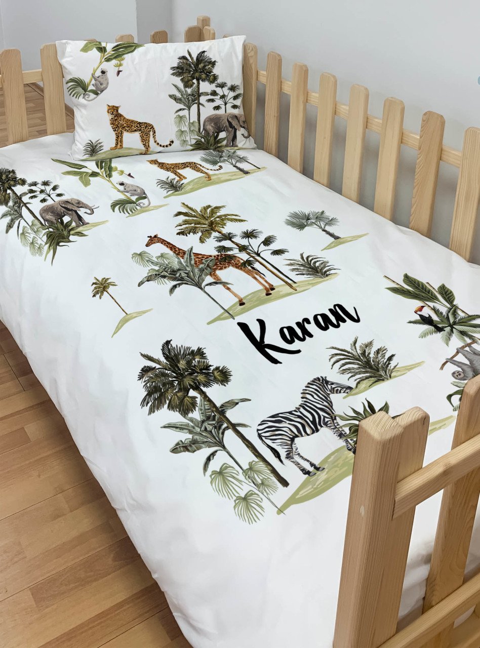 Kişiye Özel Montessori %100 Pamuk Nevresim Seti Safari Ürün ana görseli