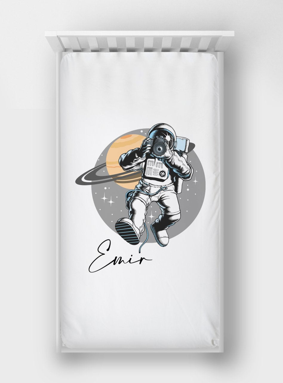 Dijital Baskılı Tek Kişilik Lastikli Çarşaf Astronot