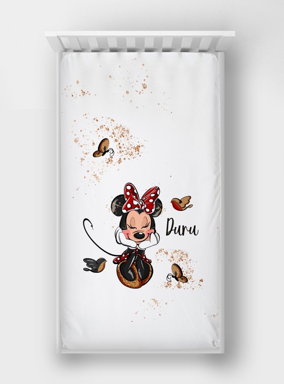 Dijital Baskılı Tek Kişilik Lastikli Çarşaf Minnie Mouse Ürün ana görseli