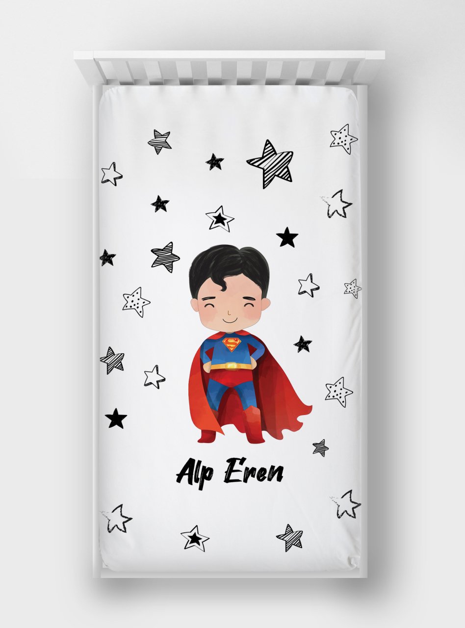 Dijital Baskılı Tek Kişilik Lastikli Çarşaf Superman Ürün ana görseli