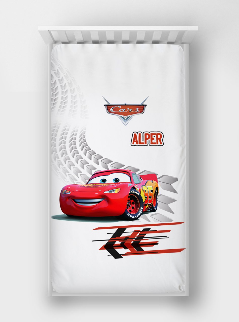 Dijital Baskılı Tek Kişilik Lastikli Çarşaf Şimşek McQueen Cars Ürün ana görseli