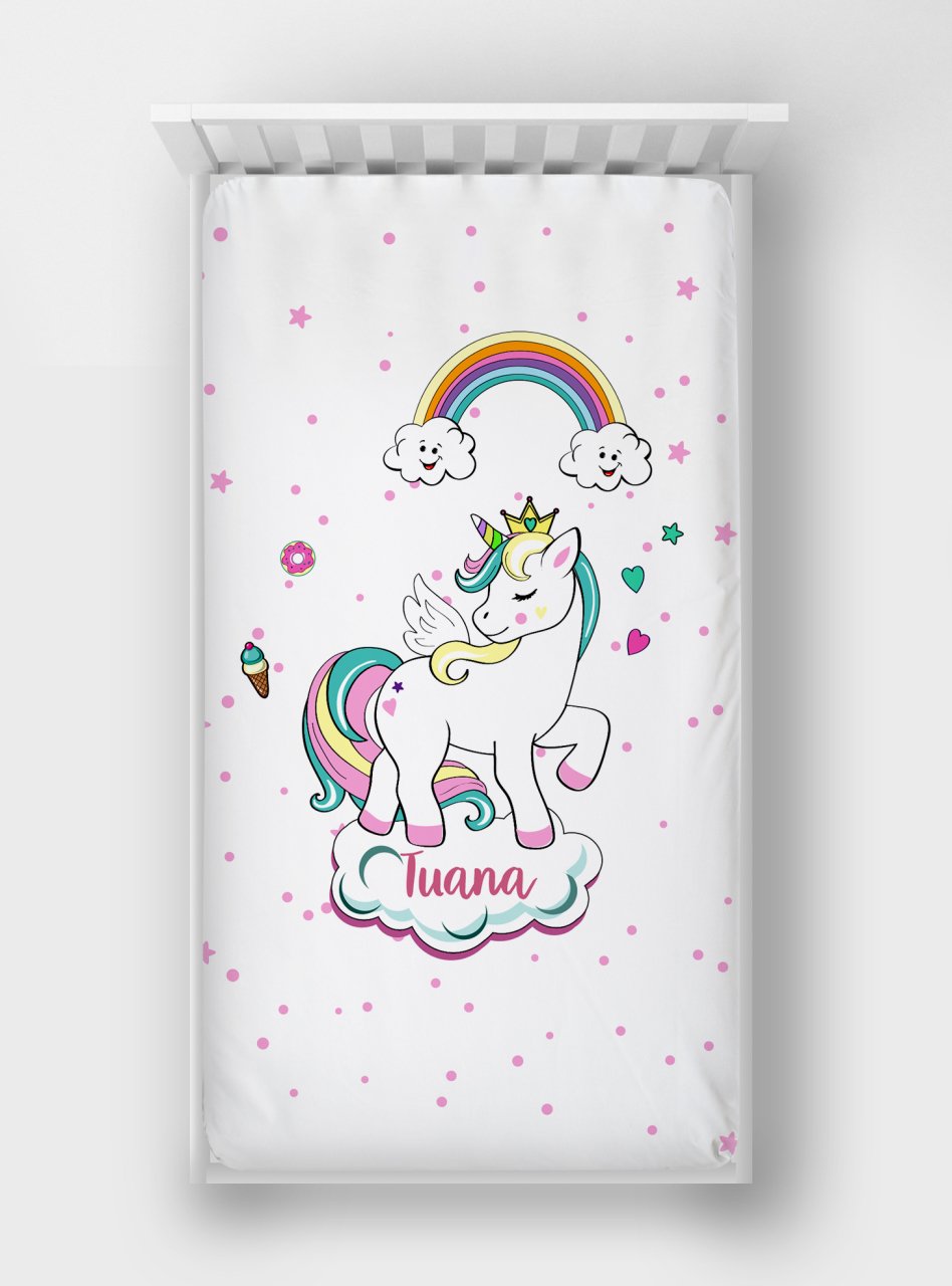 Dijital Baskılı Tek Kişilik Lastikli Çarşaf Unicorn Ürün ana görseli
