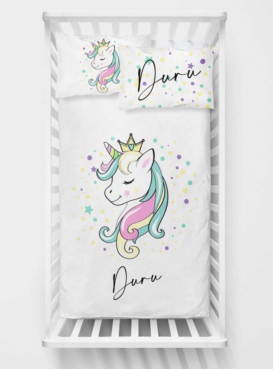 Kişiye Özel Bebek Nevresim Takımı Unicorn Ürün ana görseli