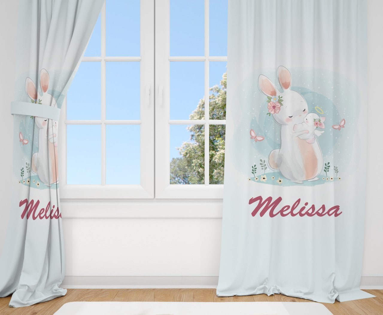 Kişiye Özel Fon Perde Tavşan