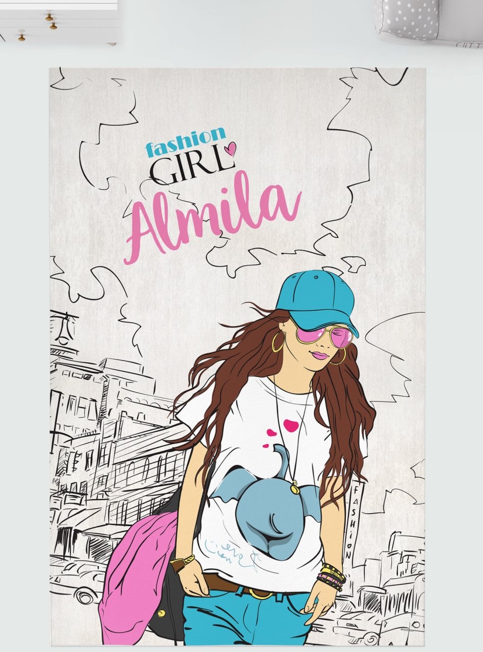 Kişiye Özel Dijital Baskı Halı Fashion Girl Ürün ana görseli