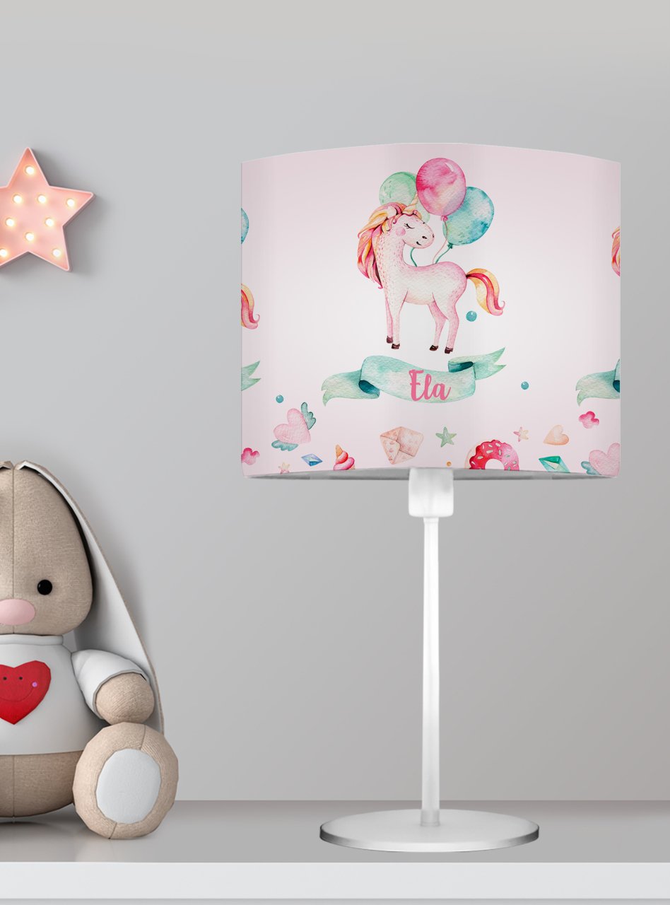 Kişiye Özel Başucu Abajur Balonlu Unicorn Ürün ana görseli