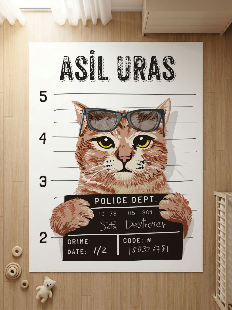 Kişiye Özel Polis Kedi Çocuk Halısı