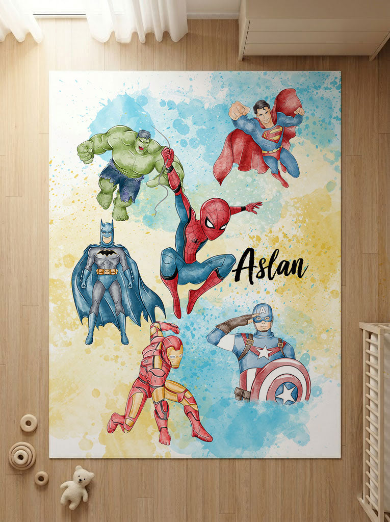 Kişiye Özel Marvel Kahramanları Çocuk Halısı