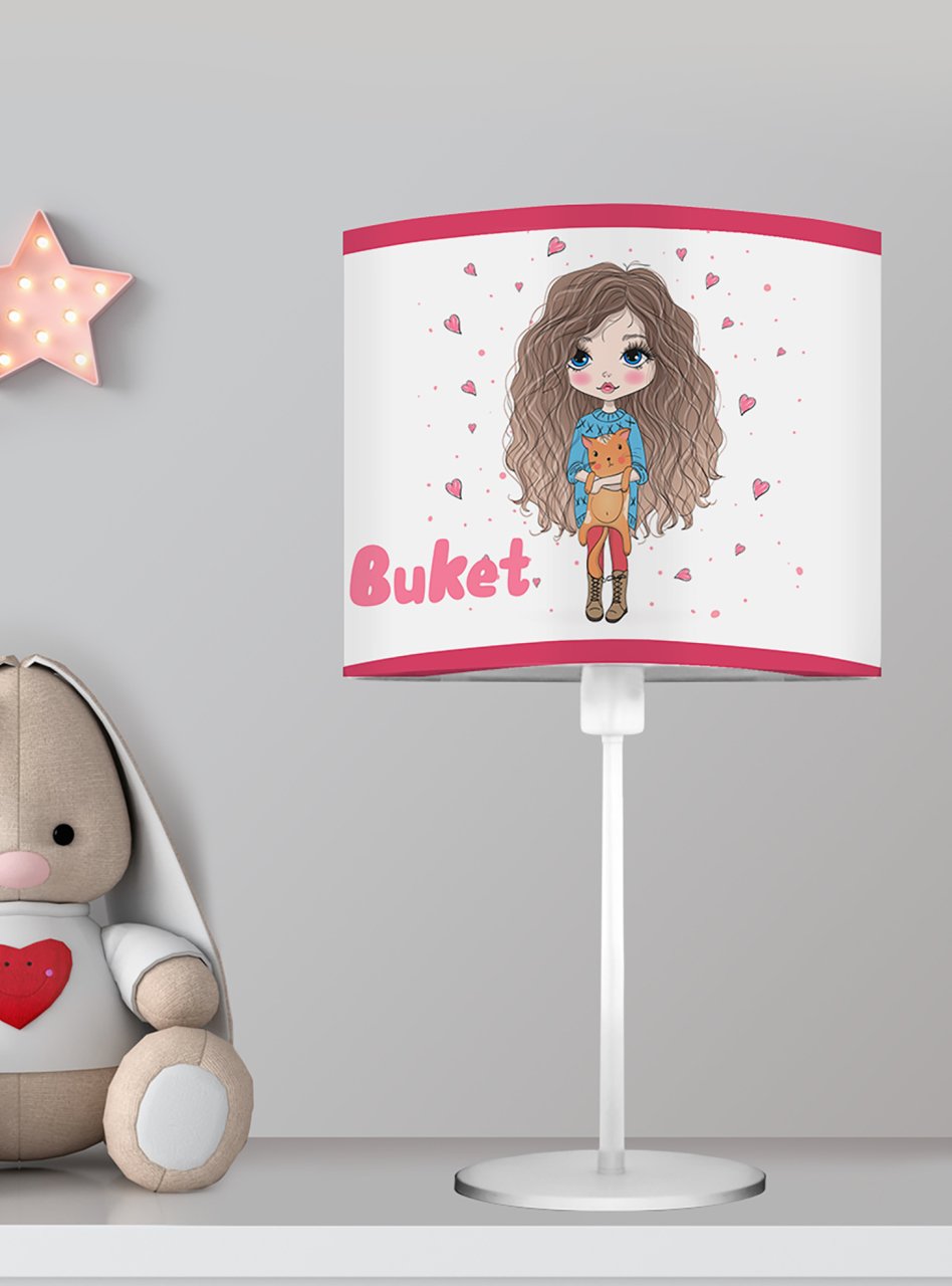 Kişiye Özel Başucu Abajur Kedili Kız Ürün ana görseli