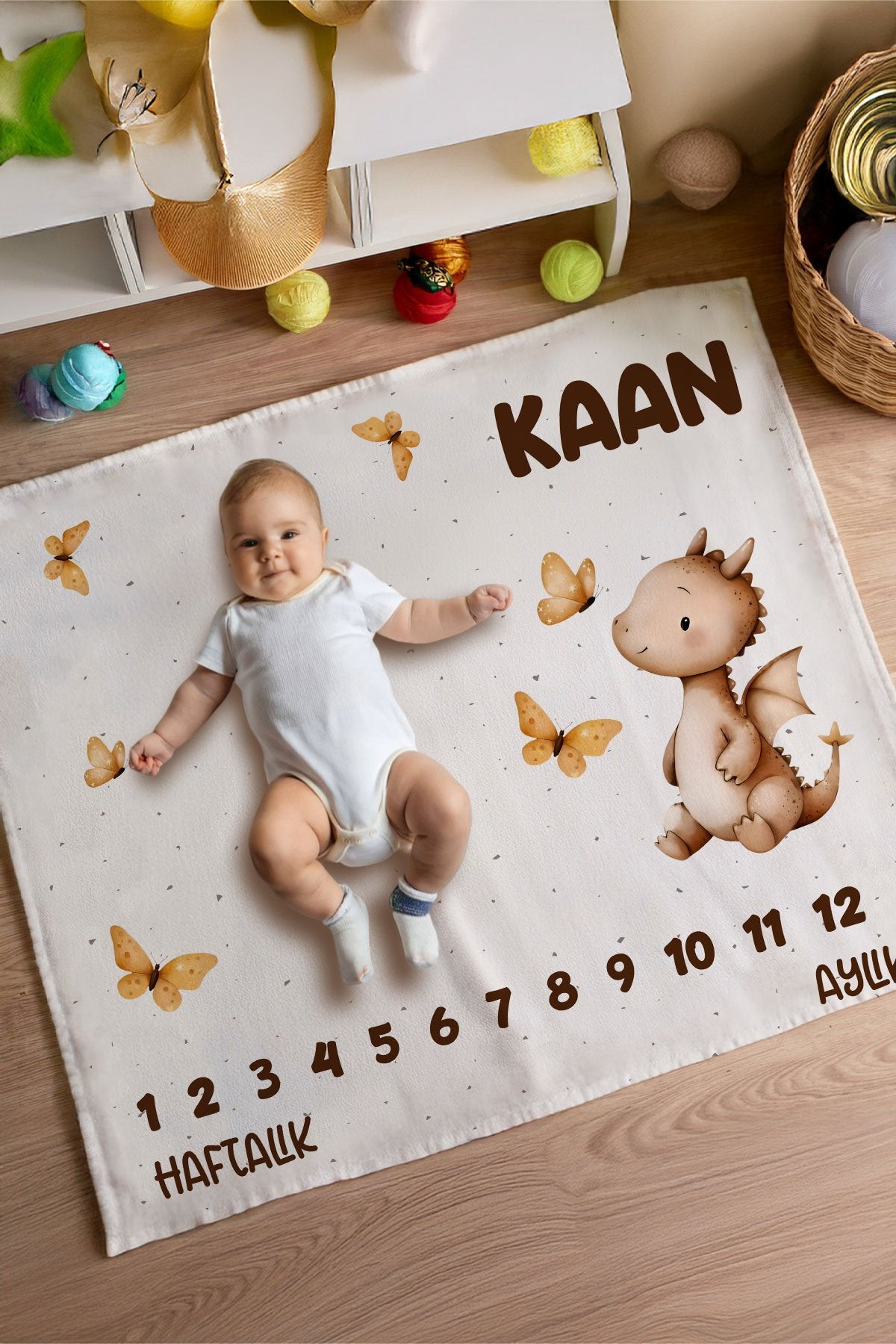 Kişiye Özel Aslan ve Kelebek Anı Örtüsü