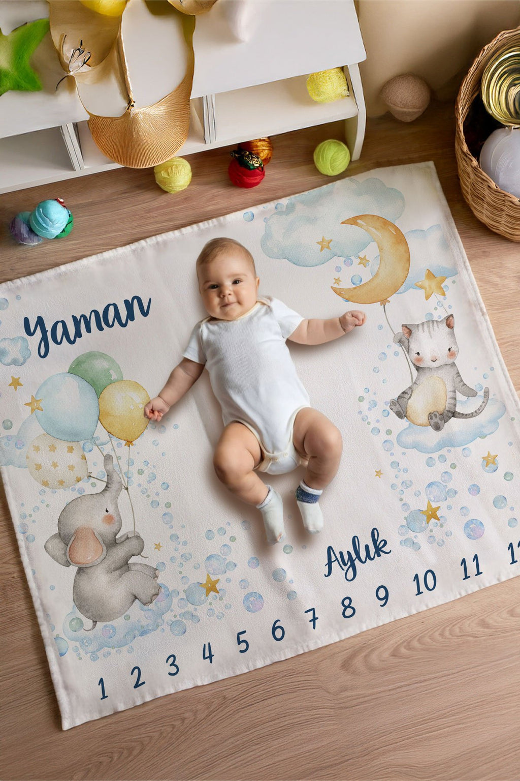 Kişiye Özel Ay ve Balon Anı Örtüsü