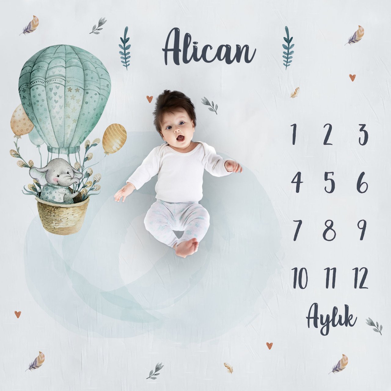 Kişiye Özel Anı Örtüsü Balonlu Fil 2828394366ao